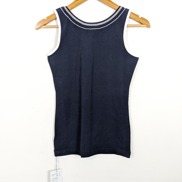 Bogner Navy Blue & White Tank Top Size 4 NWT - Picture 3 of 6
